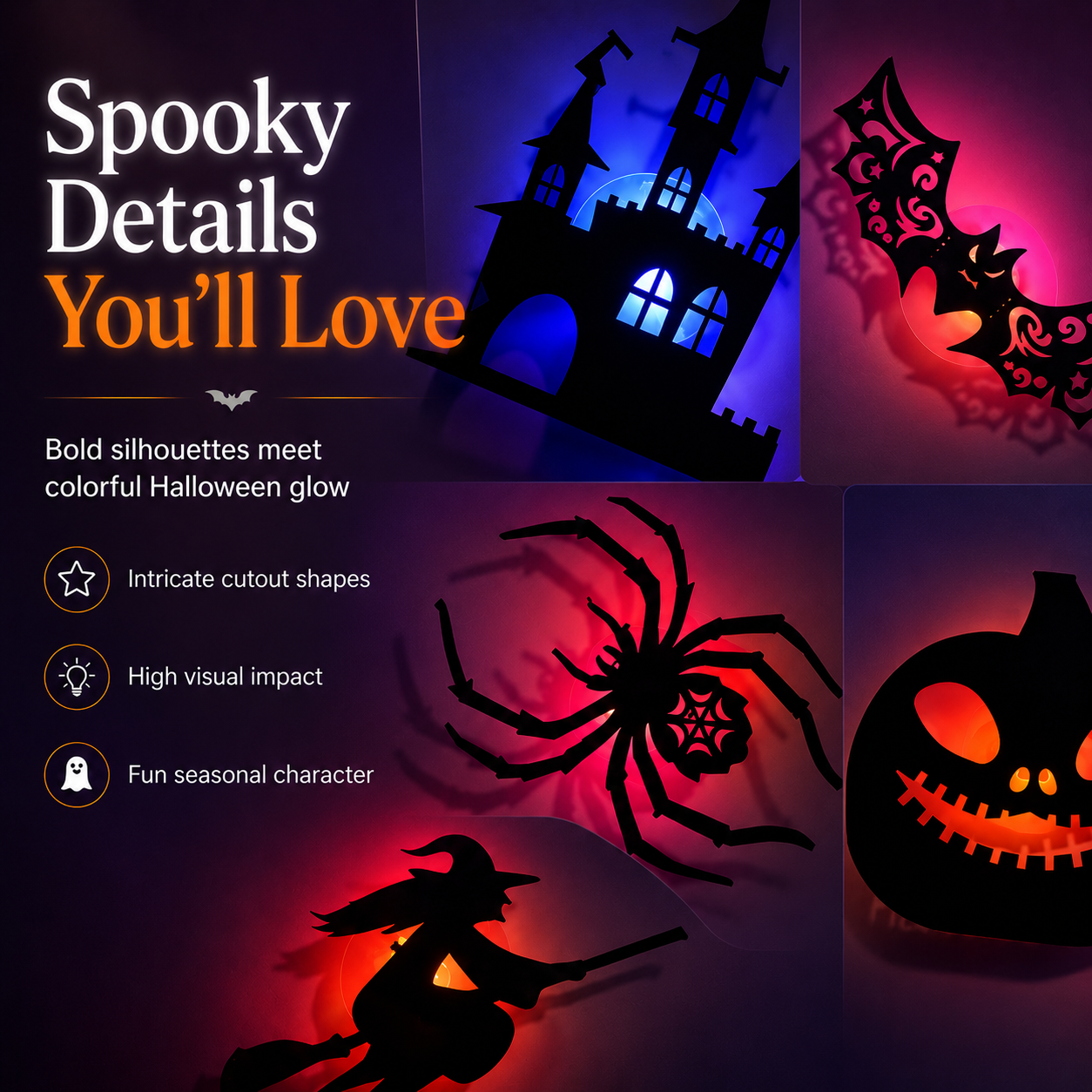 Halloween Silhouette Wall Lights – 8 Spooky Designs