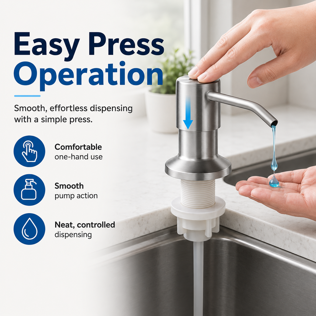 Stainless Steel Sink Soap Dispenser with Refill Tube
