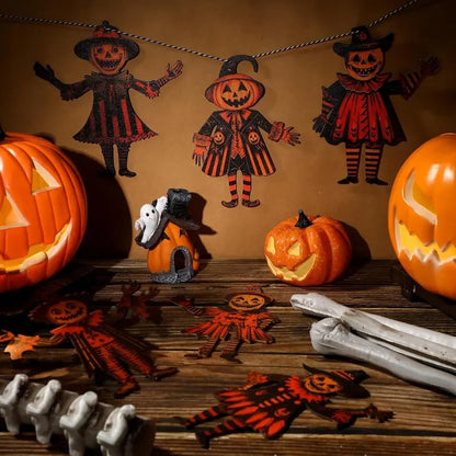 6 Pcs 5.9-Inch Halloween Vintage Wooden Garland Set