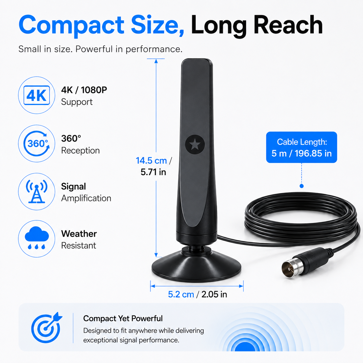 HD TV Antenna - NoSubscription, Easy Setup