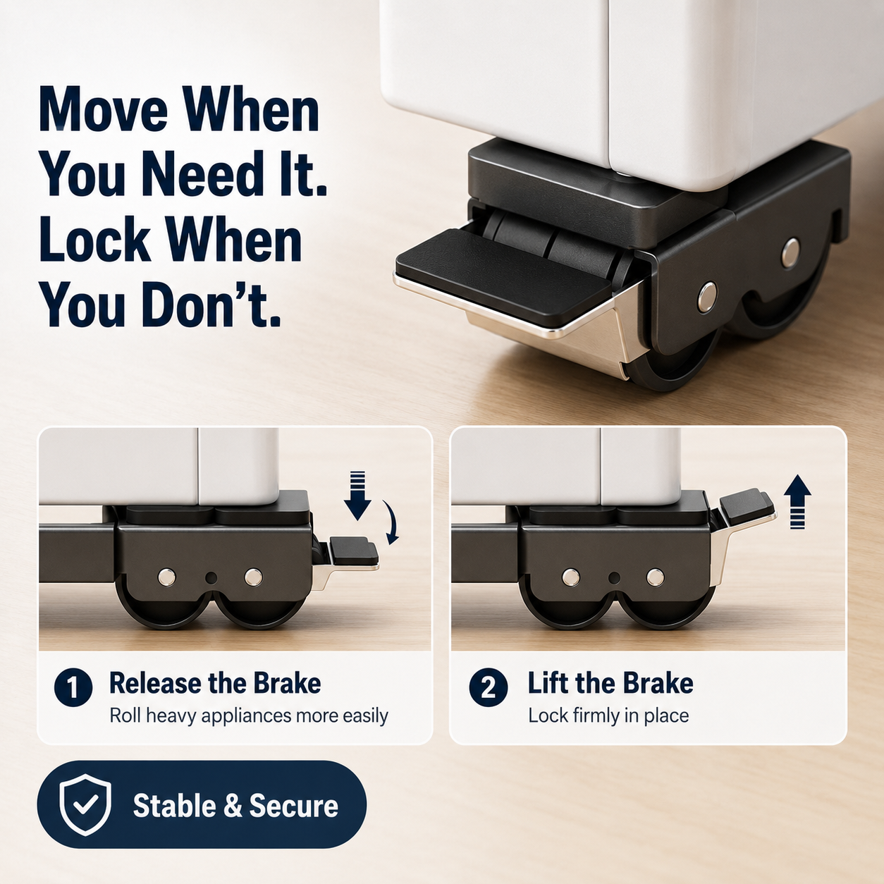 Adjustable Appliance Rolling Base for Washer & Fridge