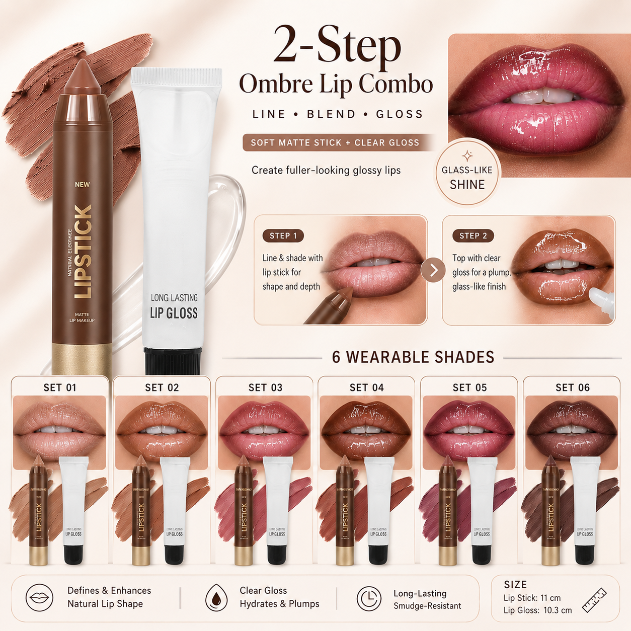 2-Step Ombre Lip Combo | 6 Wearable Shades