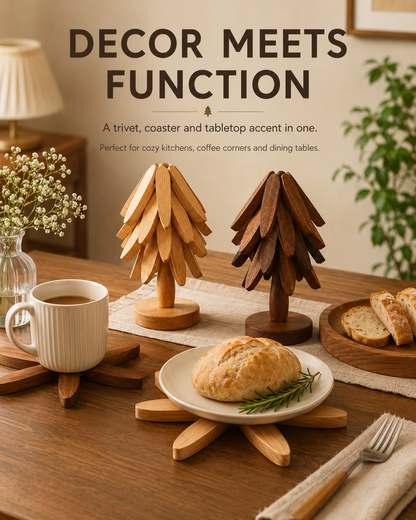 Foldable Tree Trivet – Wooden Heat-Resistant Pot Mat