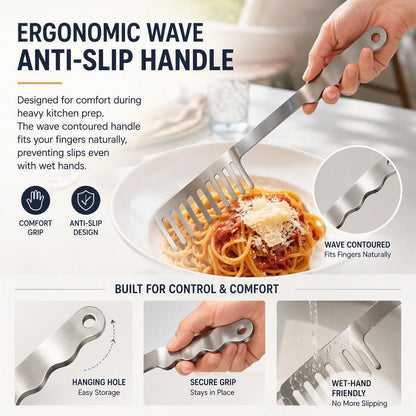 Stainless Steel Spaghetti Comb & Pasta Server | Easy Grip