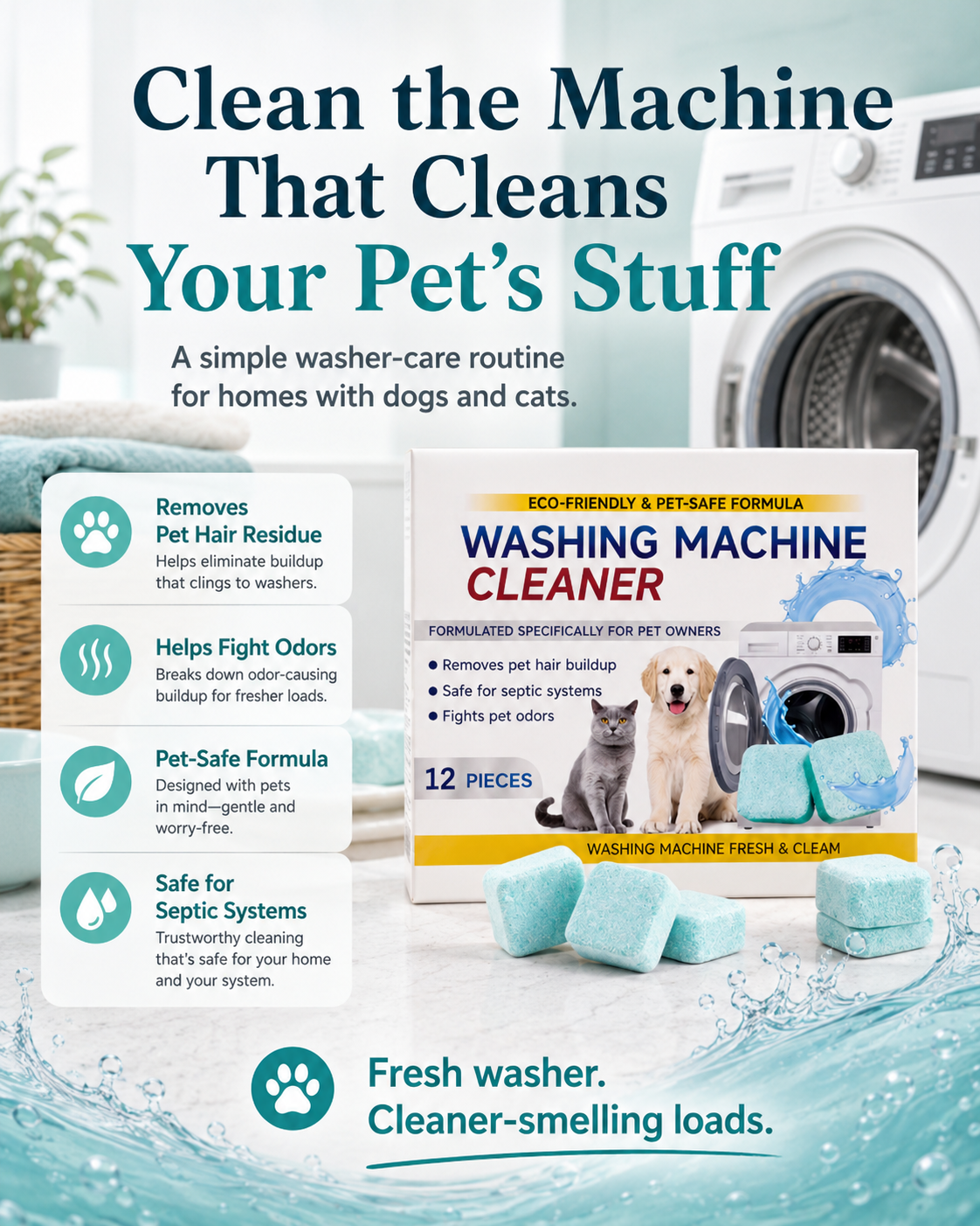 Pet Washing Machine Cleaner Tablets for Pet Owners