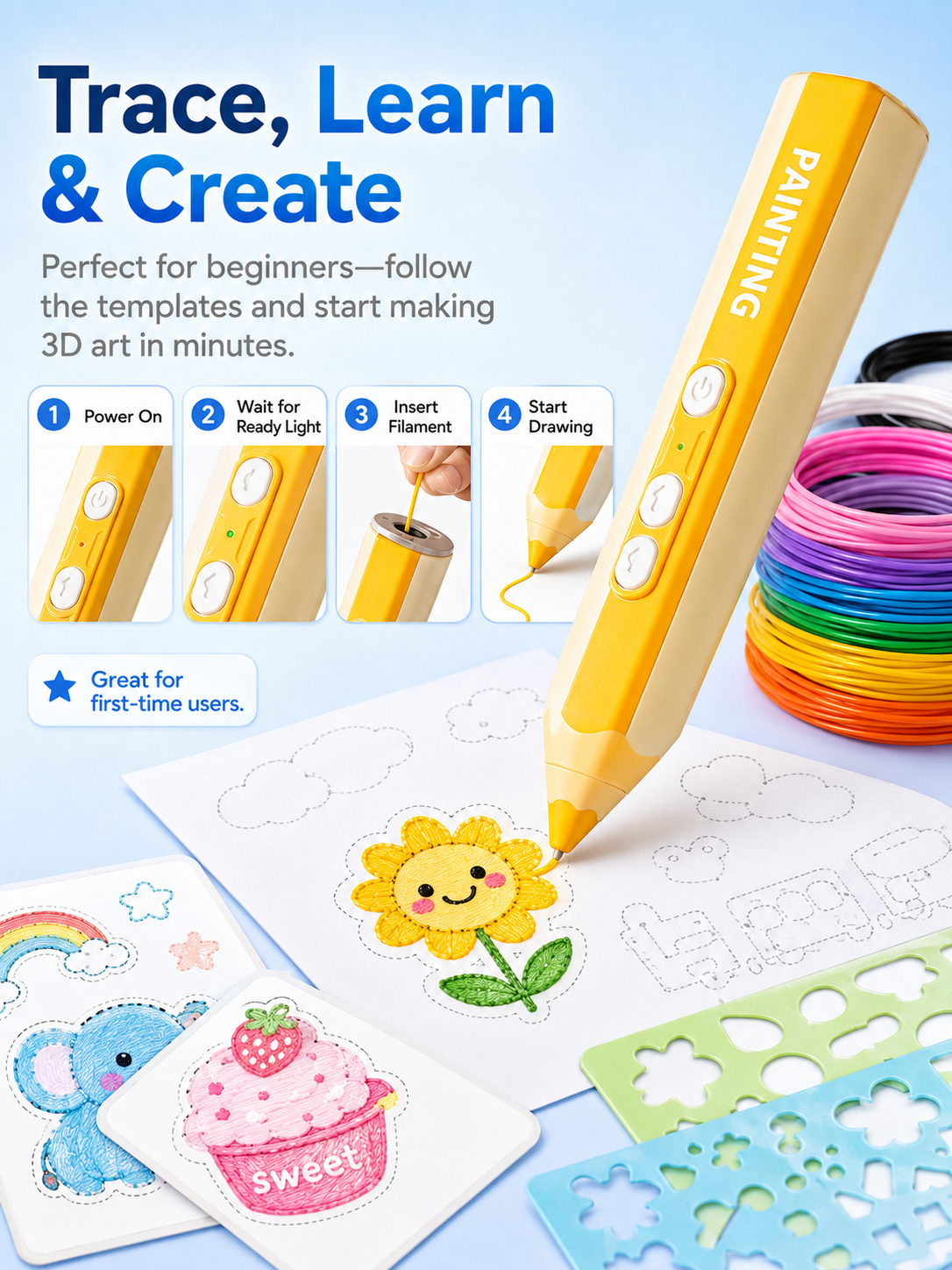 ✨ Kids 3D Printing Pen Kit | Low-Temperature Creative Toy