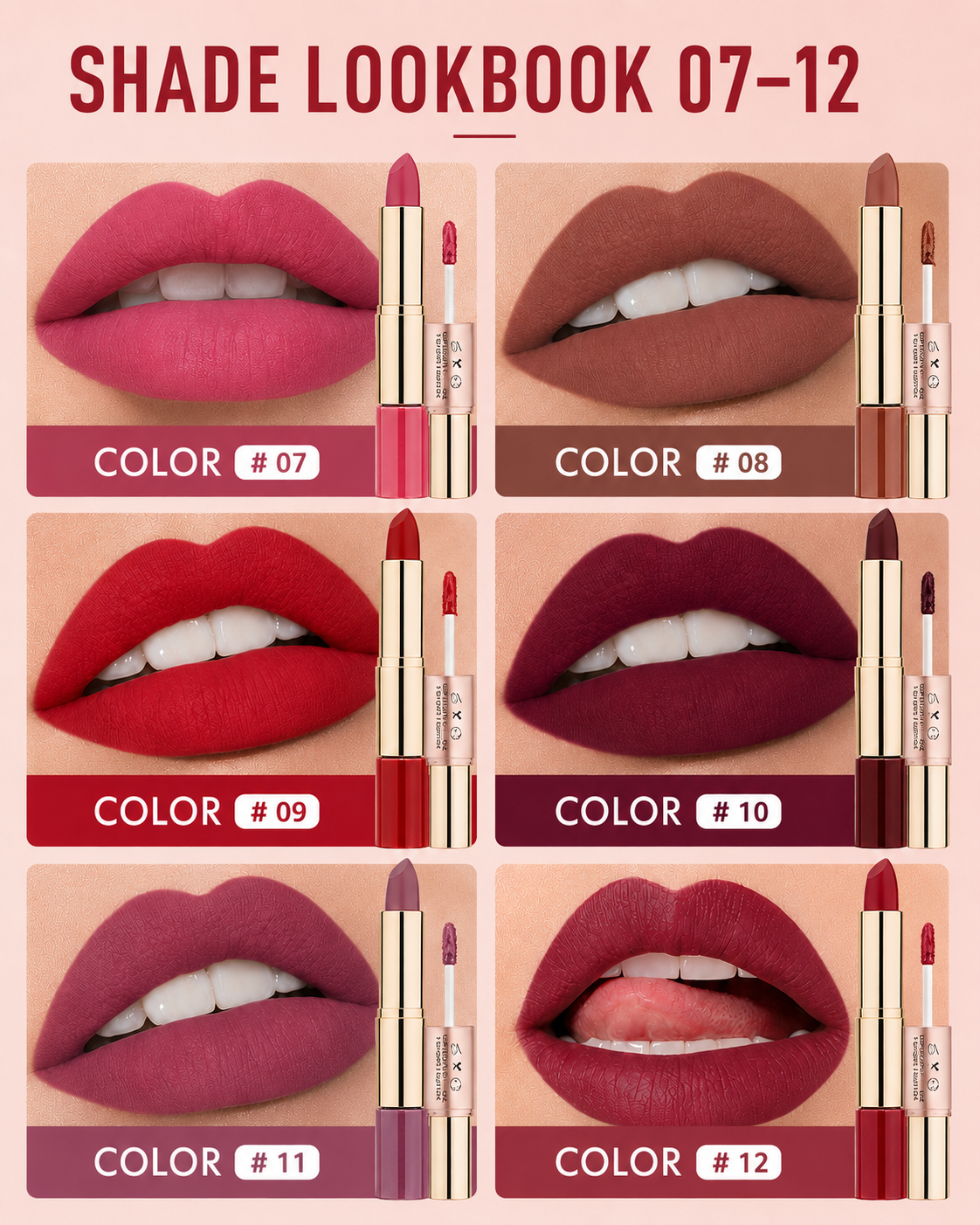 2-in-1 Matte Lipstick & Liquid Lip Glaze | 12 Longwear Shades