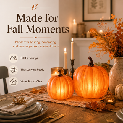 Light-Up Pumpkin Decor Set of 2 | Fall LED Pumpkins