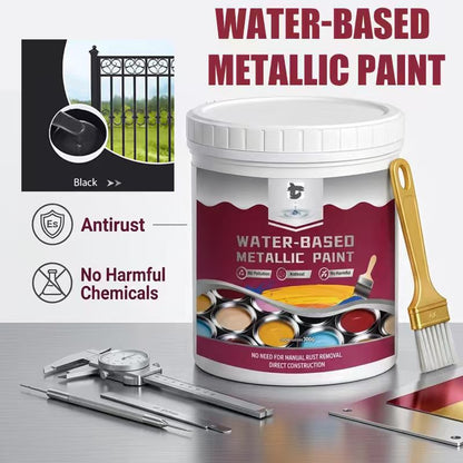 Rust Converter Metallic Paint – One coat stops rust, no sanding, no fumes.  🔨