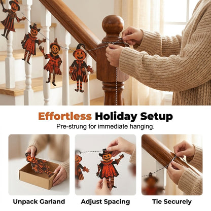 6 Pcs 5.9-Inch Halloween Vintage Wooden Garland Set