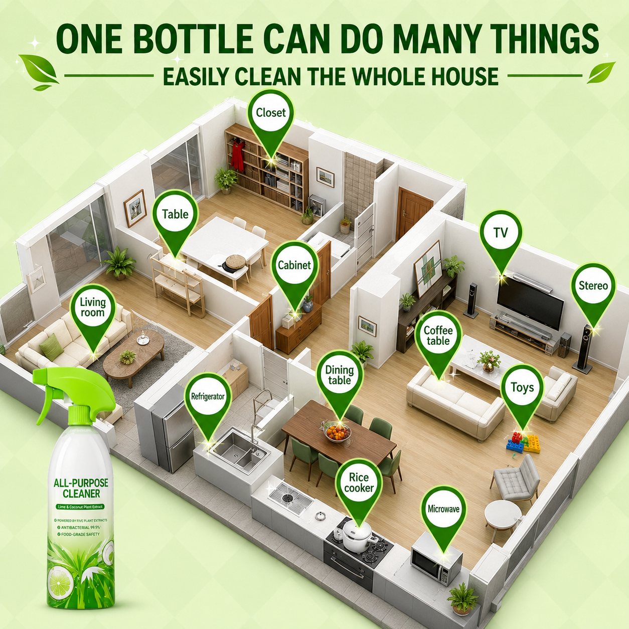 🌿  Plant-Based All-Purpose Cleaner | Foam & Spray Cleaner