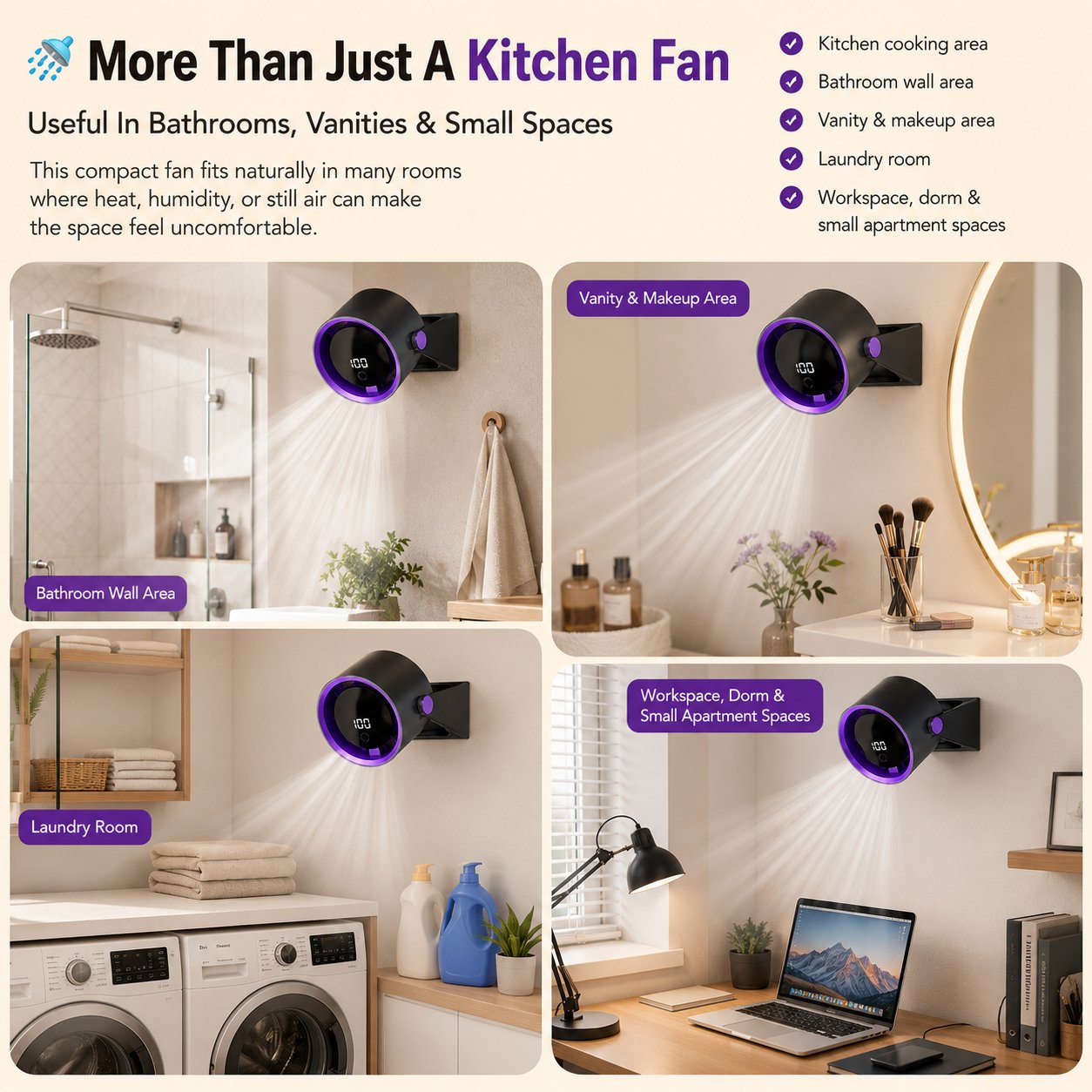 Wall-Mounted Kitchen Cooling Fan