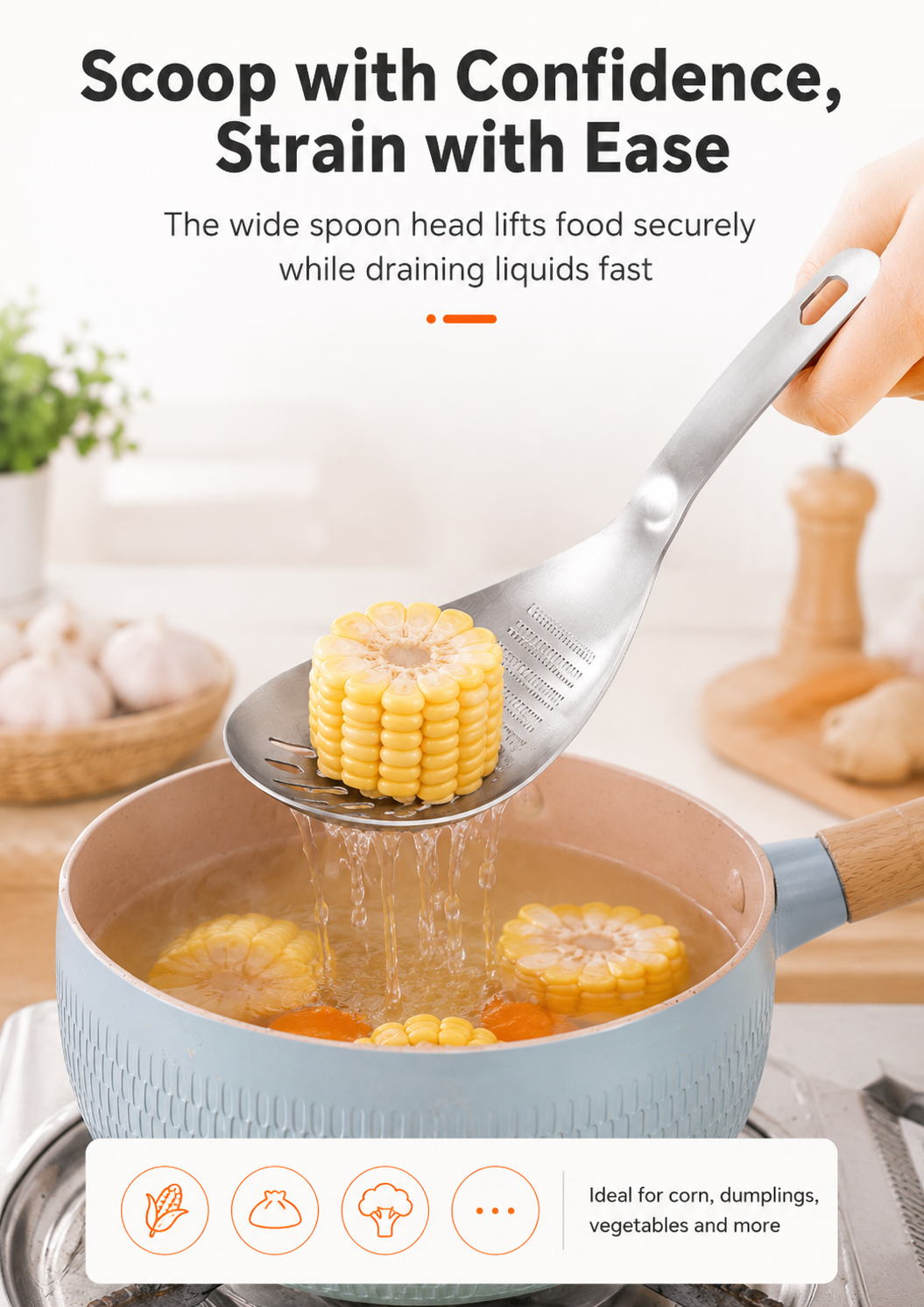 Multifunctional Garlic & Ginger Grater Spoon | Stainless Steel