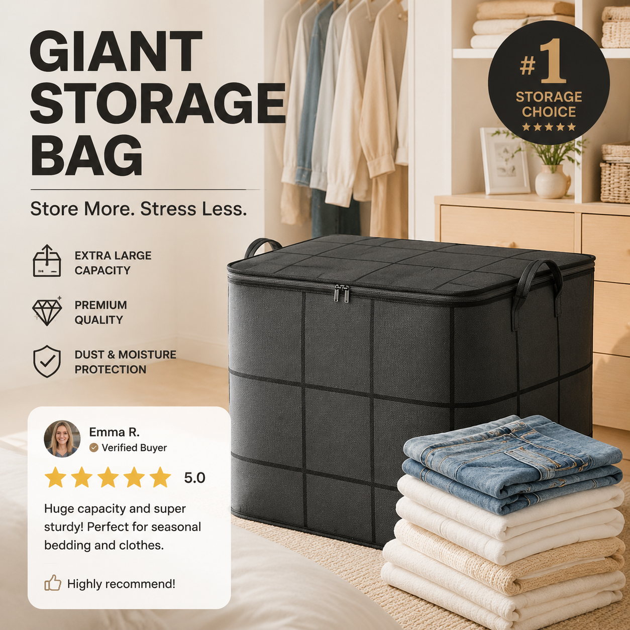 🏠 Giant Storage Bag – Declutter Your Home in Seconds ✨