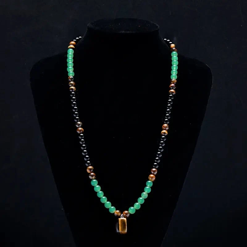 ✨ Money Attraction Necklace With GreenAventurine & Tiger Eye Pendant Healing Crystal Stone