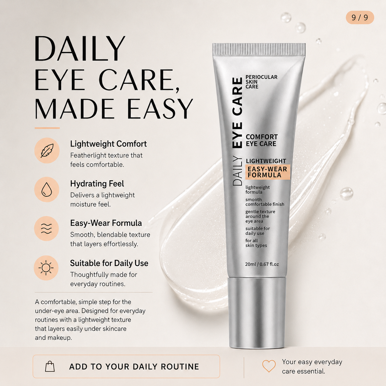 Daily Hydrating Eye Care Cream – Lightweight Moisture Comfort Formula