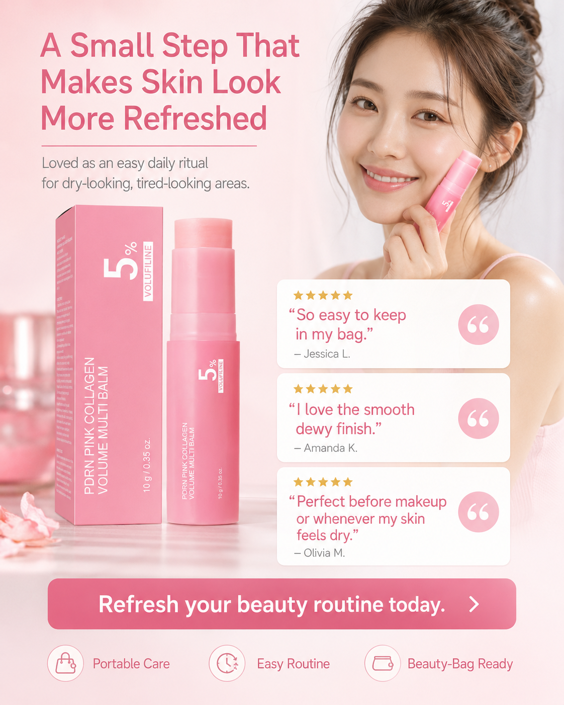💜LAST DAY - BUY 1 GET 1 FREE PDRN Pink Collagen Multi Balm Stick for Dewy-Looking Skin