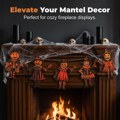 6 Pcs 5.9-Inch Halloween Vintage Wooden Garland Set