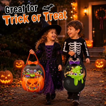 🎃 12-Pack Halloween Goodie Bags | Pumpkin & Cauldron Treat Bags🍭