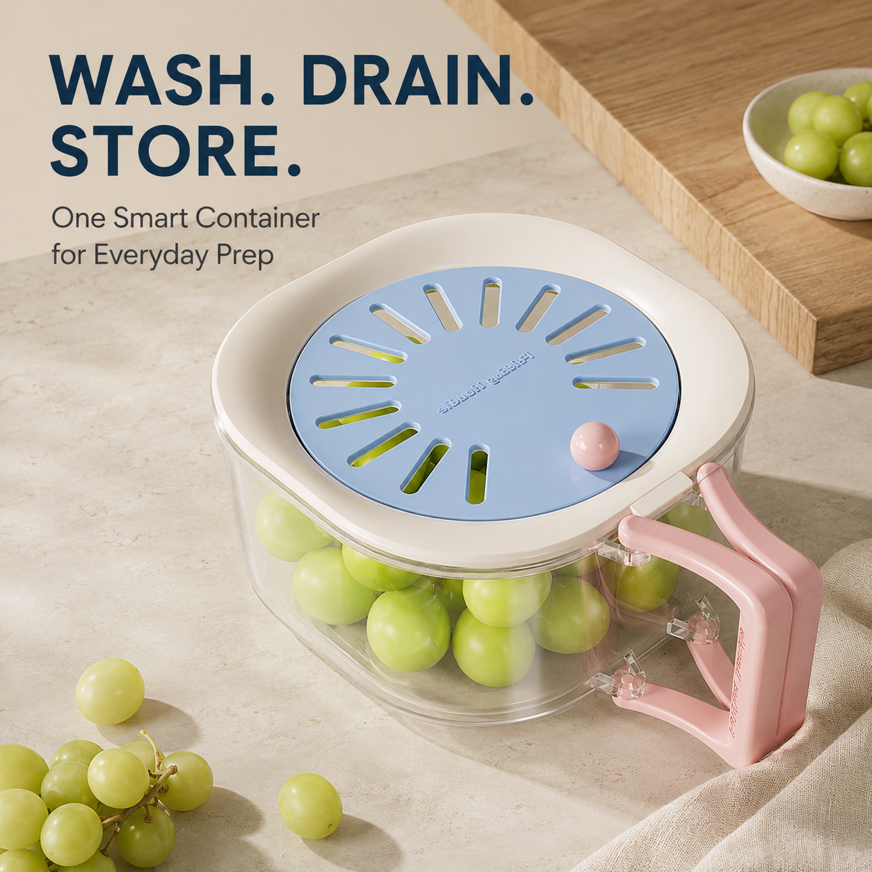 3-in-1 Fruit Washer & Strainer Container with Lid | Fivorauw