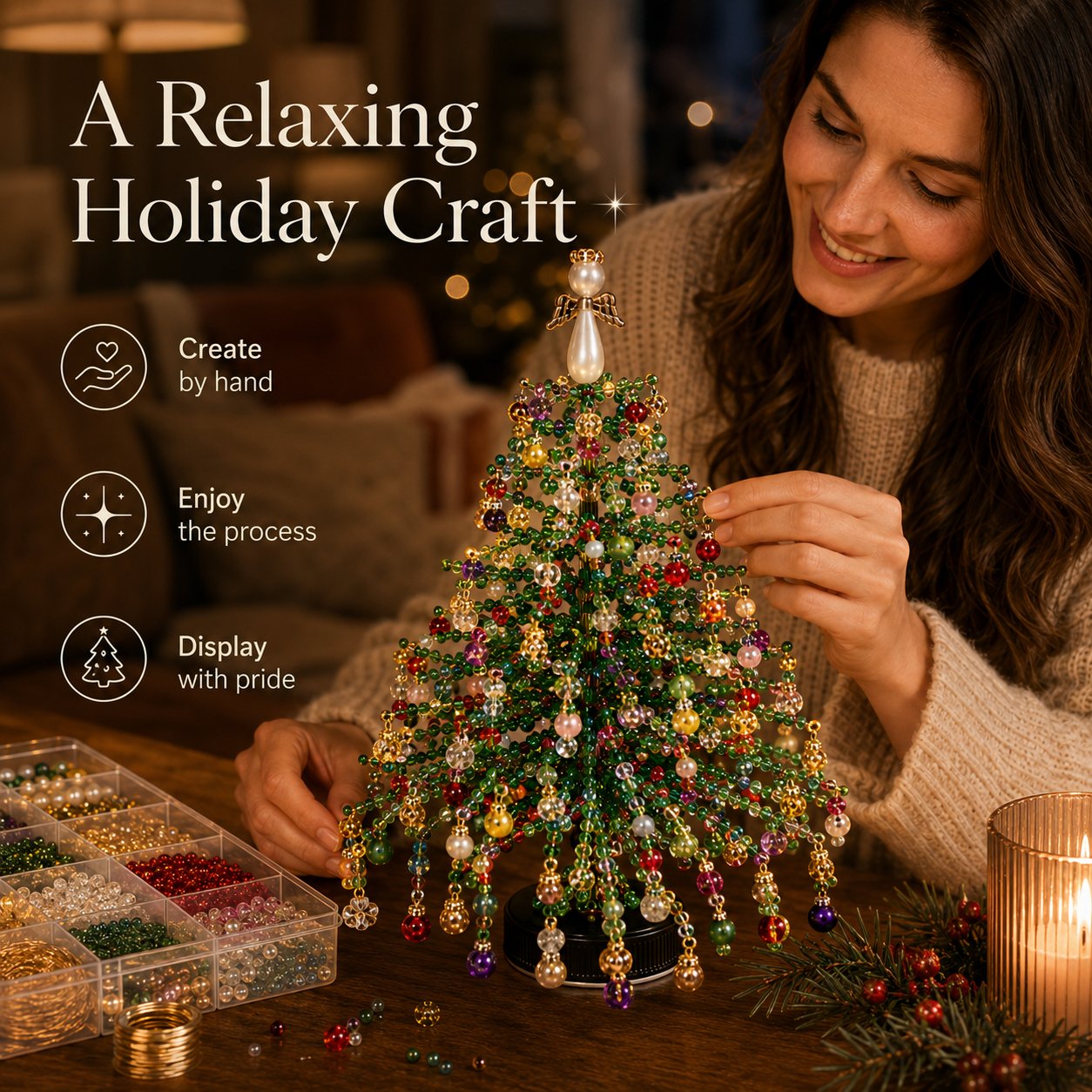 🎅DIY Beaded Christmas Tree Kit | 🎄Handmade Holiday Craft