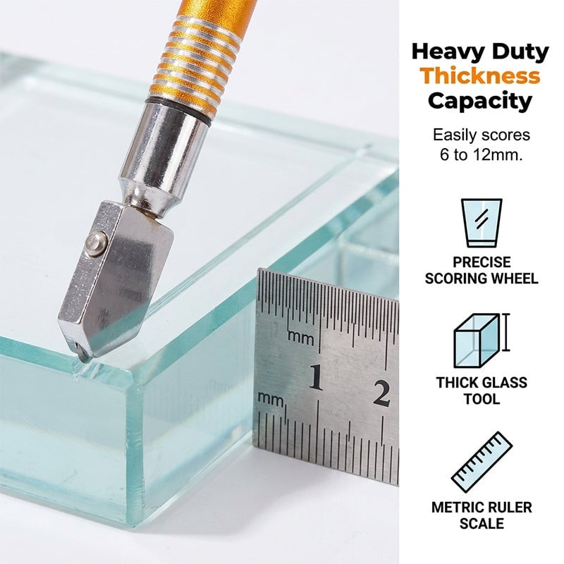 ⚡Professional Diamond Glass Cutter with Alloy Handle Roller Wheel