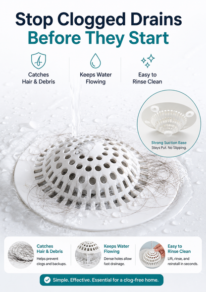 Reusable Silicone Drain Hair Catcher – Anti-Clog Cover