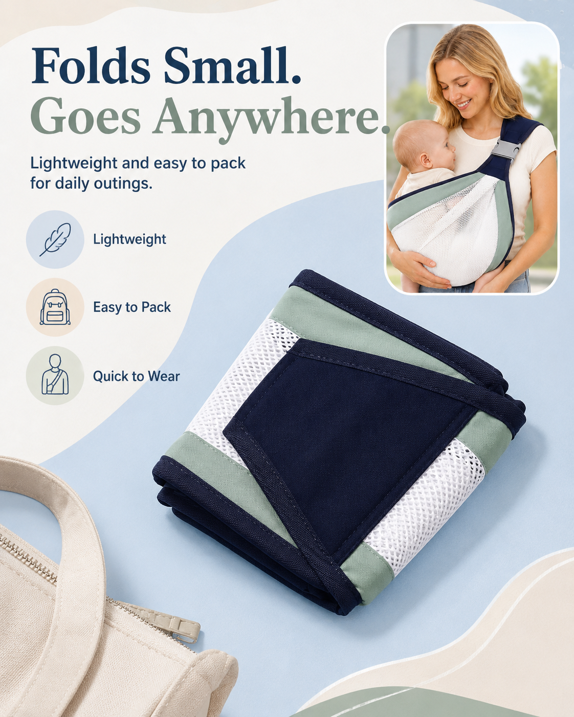 Lightweight Baby Sling Carrier | Breathable & Travel-Friendly