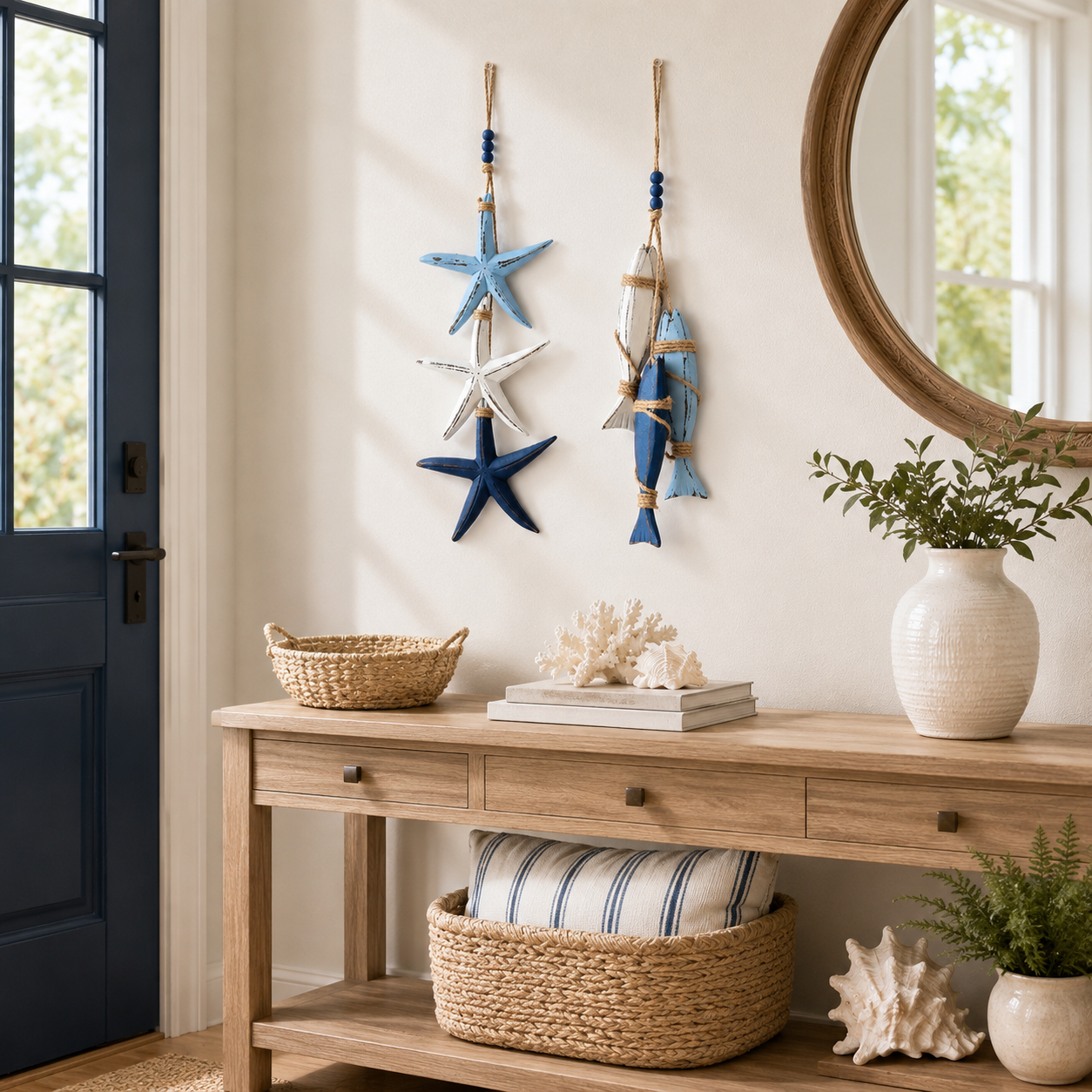 🔥Last Day 49% OFF🐟Lighted Coastal Wooden Starfish & Fish Hanging Decor