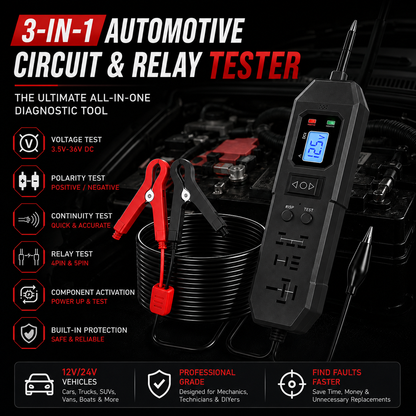 🚗 3-in-1 Automotive Circuit Tester – Quickly Diagnose Power, Wiring & Relay Problems