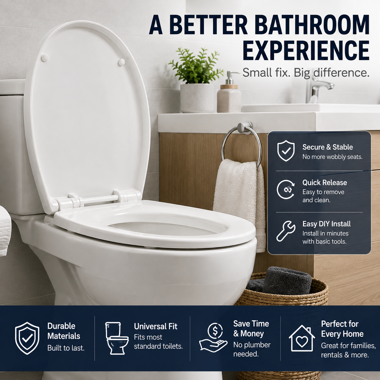 🔩 Universal Toilet Seat Bolt Kit – Quick-Release Secure Fix