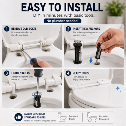 🔩 Universal Toilet Seat Bolt Kit – Quick-Release Secure Fix