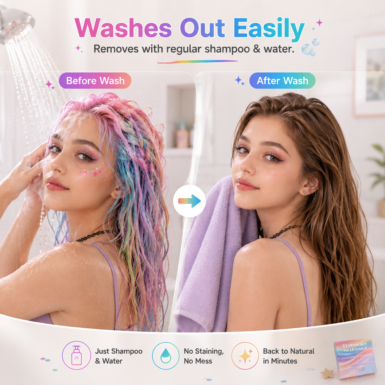 🎨12-Color Temporary Hair Chalk Set for Kids & Teens