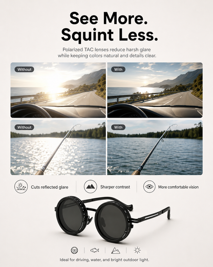 🕶️ 9-in-1 Adjustable ND Polarized Sunglasses – Dial Your Perfect Shade