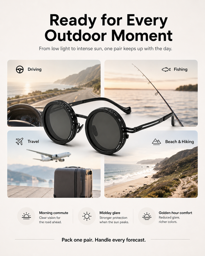 🕶️ 9-in-1 Adjustable ND Polarized Sunglasses – Dial Your Perfect Shade