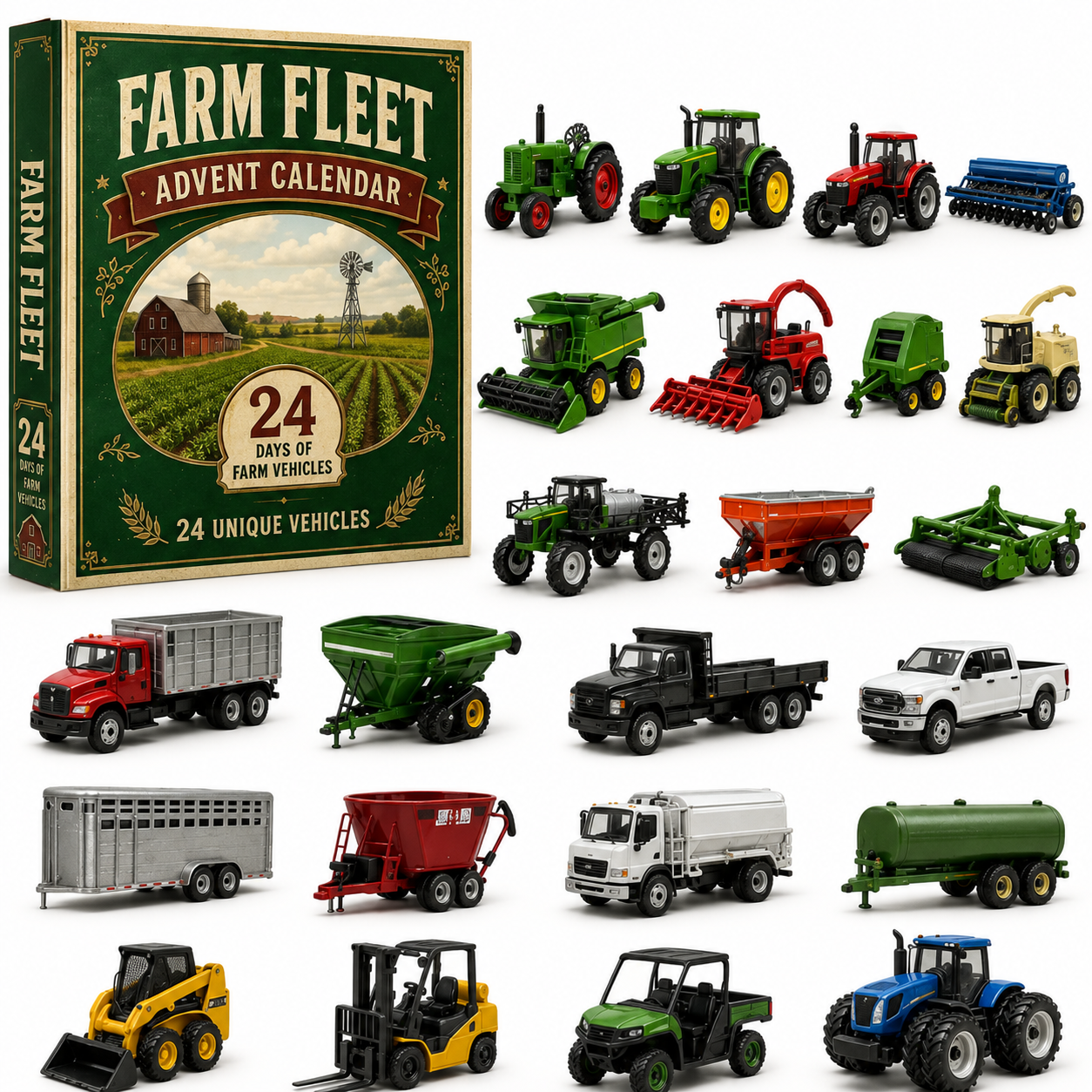 🚜24-Day Christmas Vehicle Advent Calendar |  A New Mini Vehicle Surprise Every Day!