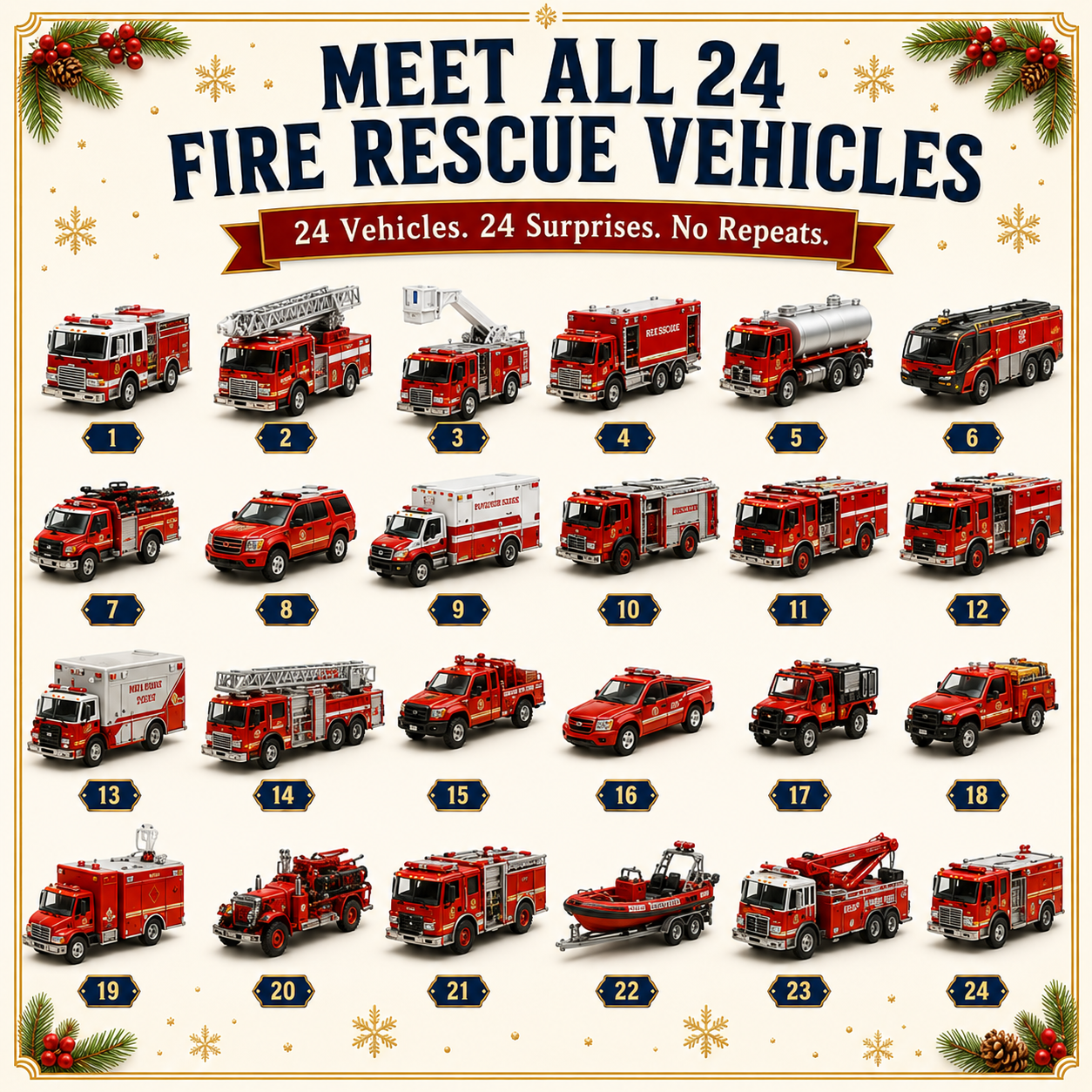 🚜24-Day Christmas Vehicle Advent Calendar |  A New Mini Vehicle Surprise Every Day!