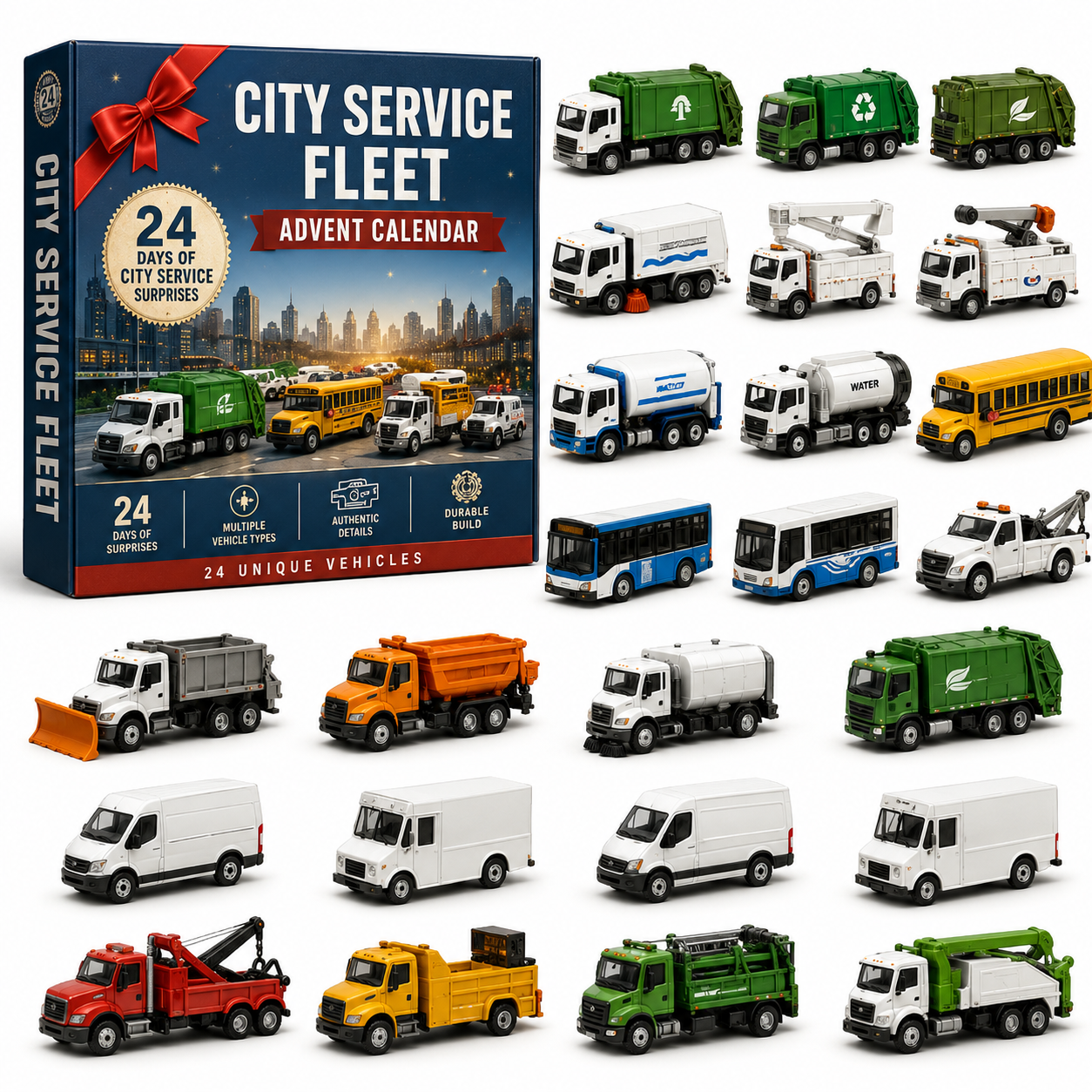 🚜24-Day Christmas Vehicle Advent Calendar |  A New Mini Vehicle Surprise Every Day!