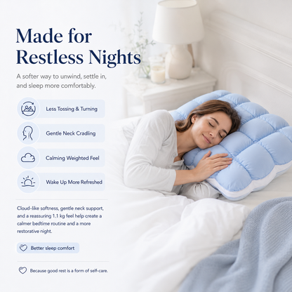 ☁️💤 Cloud-Like Weighted Comfort Pillow – Soft Neck Support & Cozy Relaxation 🤍✨