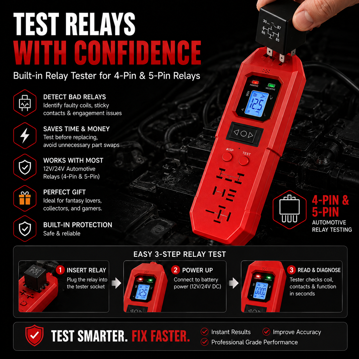 🚗 3-in-1 Automotive Circuit Tester – Quickly Diagnose Power, Wiring & Relay Problems
