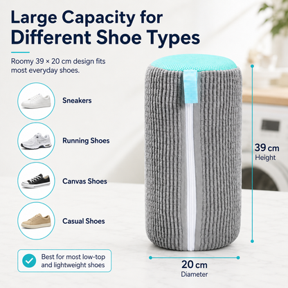 Yellow chenille shoe laundry bag for everyday sneakers