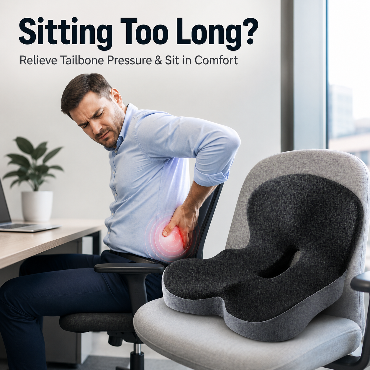 🔥49% off on the last day| Sitting All Day? This Cushion Helps Relieve Back & Tailbone Pressure Instantly