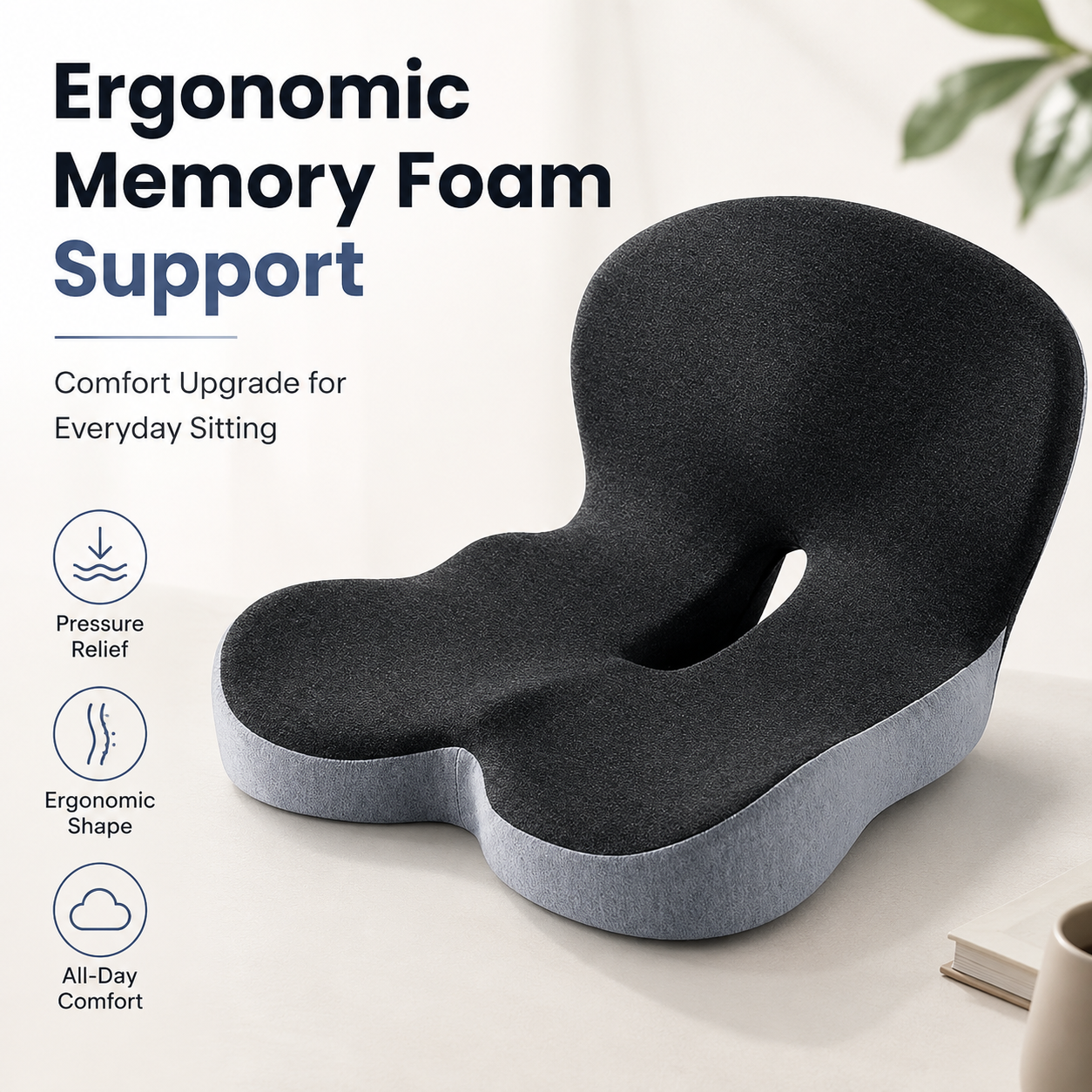 🔥49% off on the last day| Sitting All Day? This Cushion Helps Relieve Back & Tailbone Pressure Instantly
