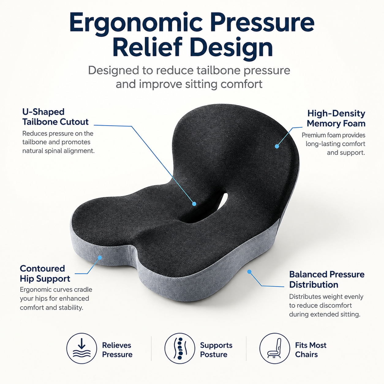 🔥49% off on the last day| Sitting All Day? This Cushion Helps Relieve Back & Tailbone Pressure Instantly