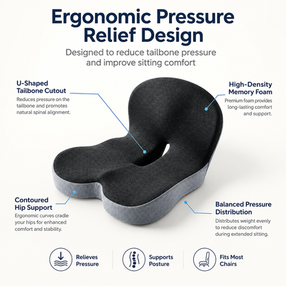 🔥49% off on the last day| Sitting All Day? This Cushion Helps Relieve Back & Tailbone Pressure Instantly