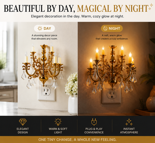 🔥50% off on the last day| 💎 Crystal Chandelier Plug-In Night Light – Instant Luxury Home Decor Outlet Lamp for Kitchen & Bedroom