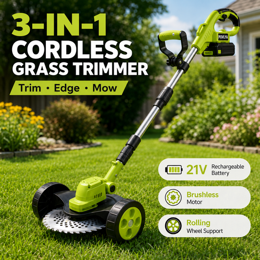 🌿⚡21V 3-in-1 Cordless String Trimmer, Edger & Mini Mower – 2 Batteries Included