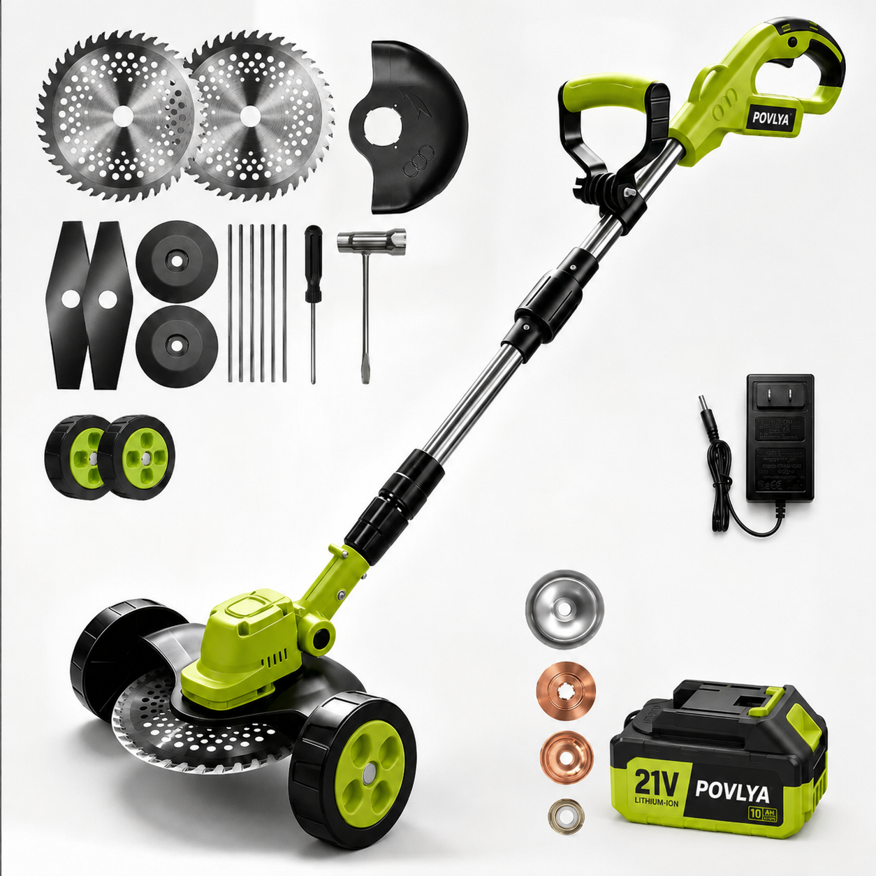 🌿⚡21V 3-in-1 Cordless String Trimmer, Edger & Mini Mower – 2 Batteries Included