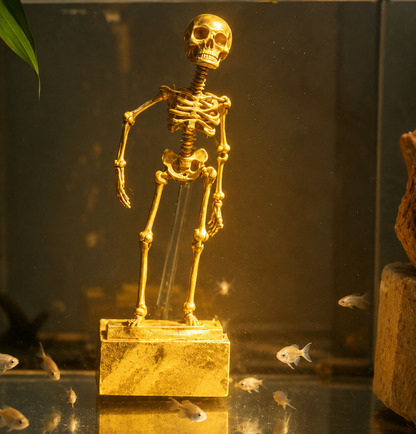 Action Skeleton Aquarium Ornament — Air-Driven Moving Skeleton Fish Tank Bubbler Decoration for Fresh & Saltwater Aquariums