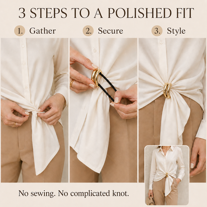 ✨ 2026 Viral Gold Double-Ring Shirt Cinch Clip – Style Any Shirt in Seconds